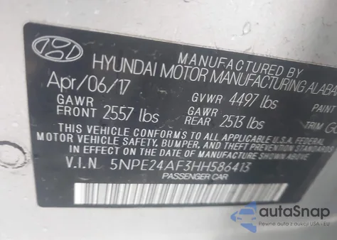 2017 Hyundai Sonata из США, поврежденный, VIN 5NPE24AF3HH586413